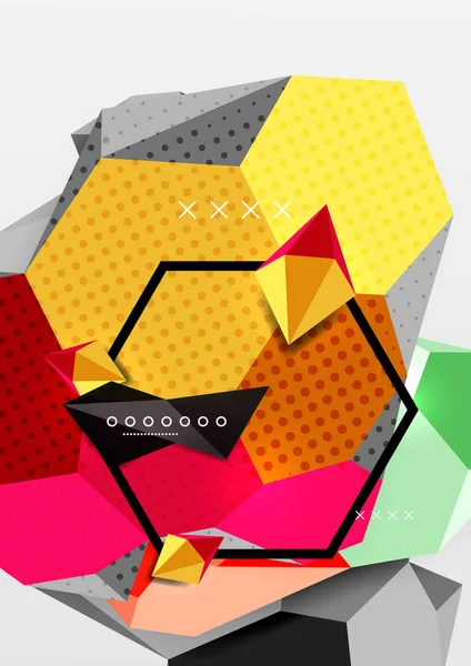 Colore 3d poster composizione geometrica — Vettoriale Stock