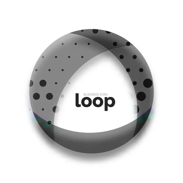 Ícone de negócio de círculo de loop, criado com formas de cores transparentes de vidro — Vetor de Stock