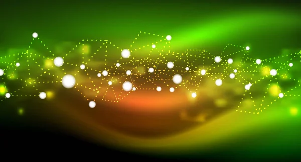 Estrelas brilhantes, pontos de luz conectados digitais brilhantes do neon — Vetor de Stock