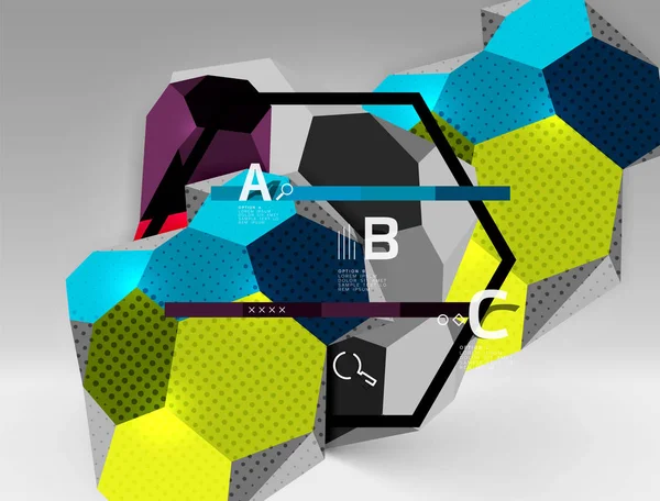 3d hexagon composição geométrica, geométrica digital abstrato fundo —  Vetores de Stock