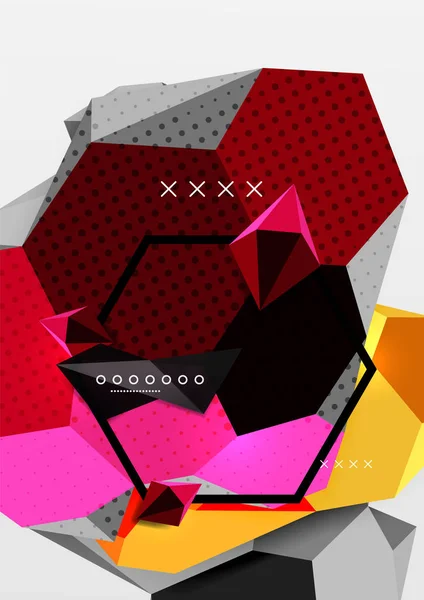 Colore 3d poster composizione geometrica — Vettoriale Stock