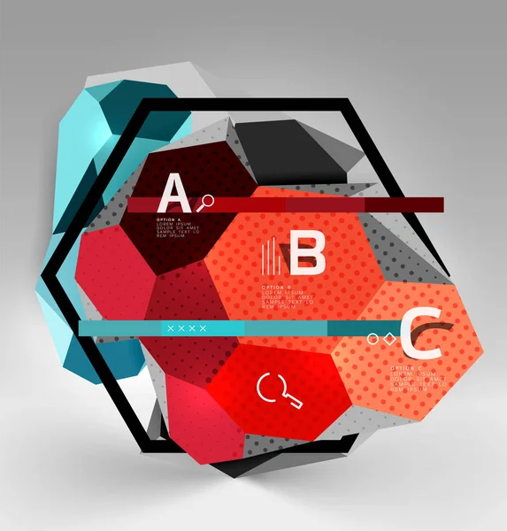 3d hexagon composição geométrica, geométrica digital abstrato fundo —  Vetores de Stock