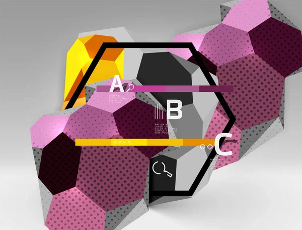 3d hexagon composição geométrica, geométrica digital abstrato fundo —  Vetores de Stock