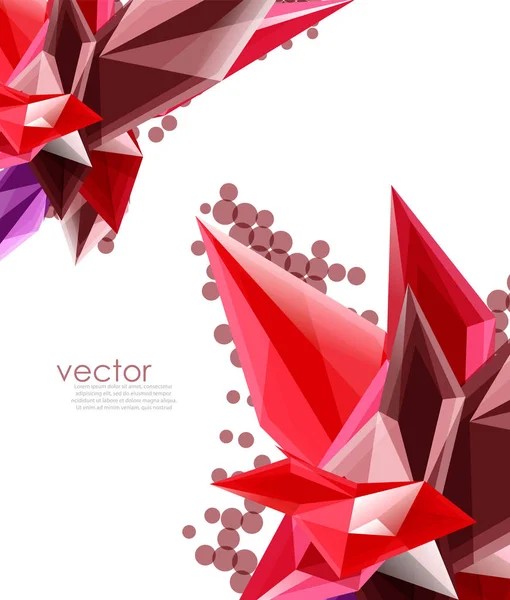 Color glass crystals on white background, geometric abstract composition with glass gemstones and copyspace, background template — Stock Vector