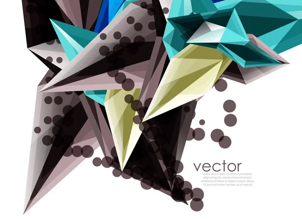 Fargeglasskrystaller på hvit bakgrunn, geometrisk abstrakt sammensetning med glassedelsteiner og kopirom, bakgrunnsmal – stockvektor