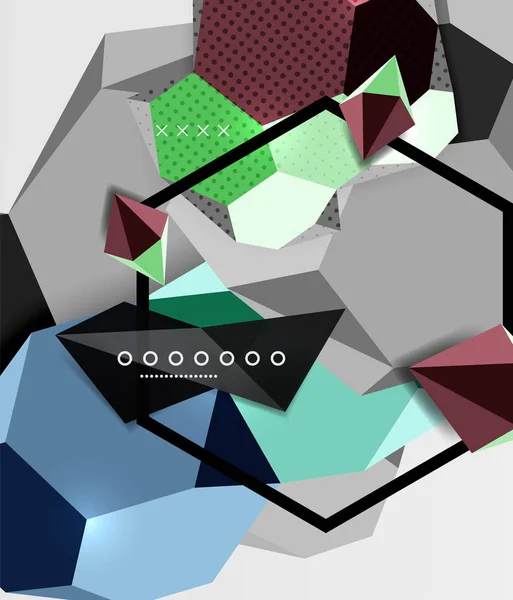 Barevné 3d geometrické kompozice plakát — Stockový vektor