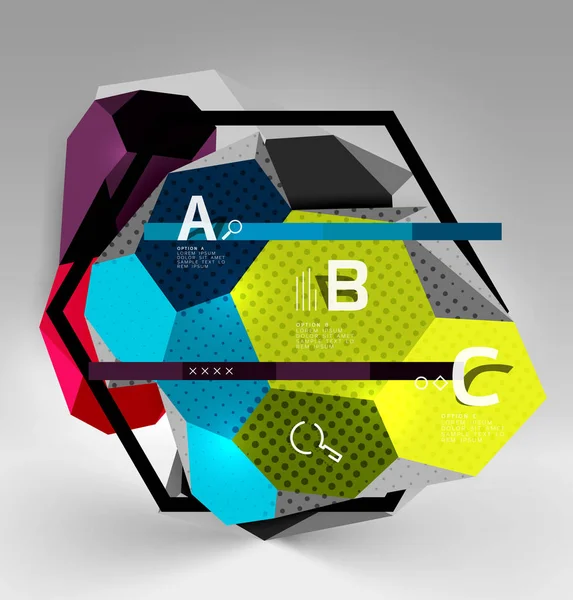 3d hexagon composição geométrica, geométrica digital abstrato fundo —  Vetores de Stock