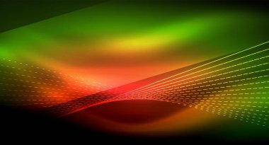 Yumuşak ışık efekti, parlak parlak neon koyu arka plan üzerinde düz çizgiler. Enerji Teknoloji fikir