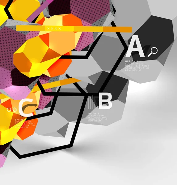 3d hexagon composição geométrica, geométrica digital abstrato fundo —  Vetores de Stock