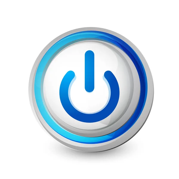Botón de encendido icono azul, símbolo de inicio — Vector de stock