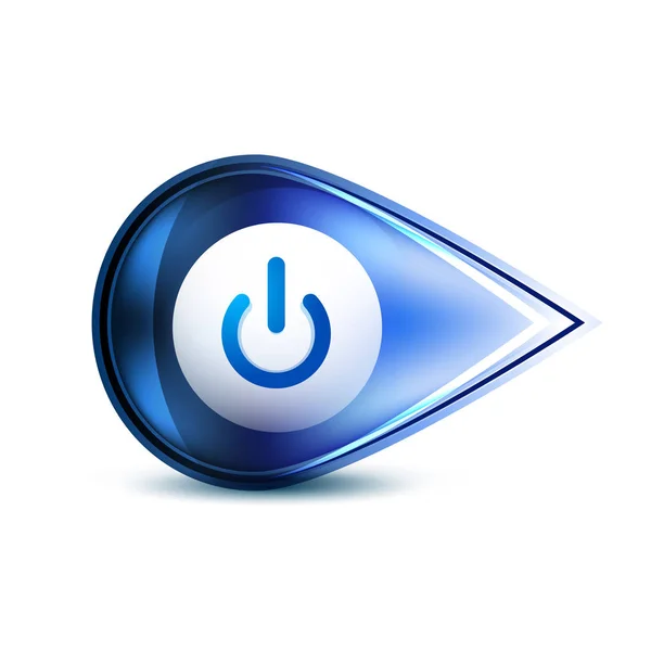 Botón de encendido icono azul, símbolo de inicio — Archivo Imágenes Vectoriales