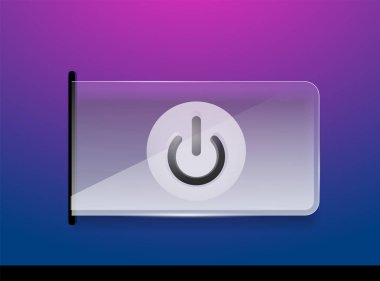 Cam Saydamlık efektini güç başlamak düğme, üzerinde simge, kullanıcı arabirimi ya da app simgesi tasarım vektör