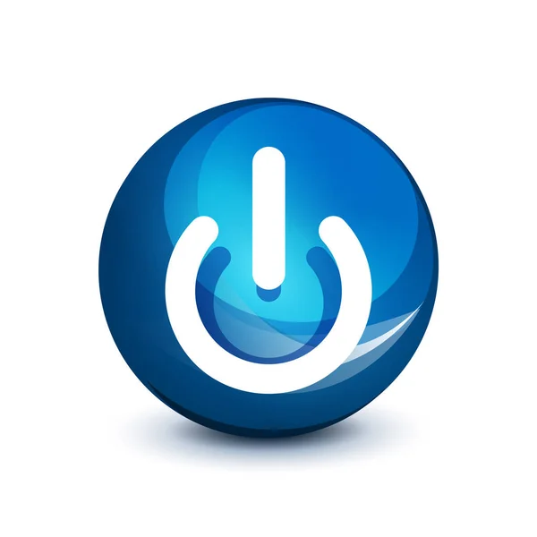 Bouton d'alimentation icône bleue, symbole de démarrage — Image vectorielle