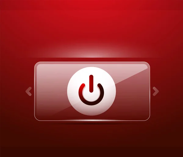 Szkło przezroczyste efekt moc wzdrygnąć się guzik, na off ikona, interfejsu użytkownika lub aplikacji projekt symbol wektor — Wektor stockowy