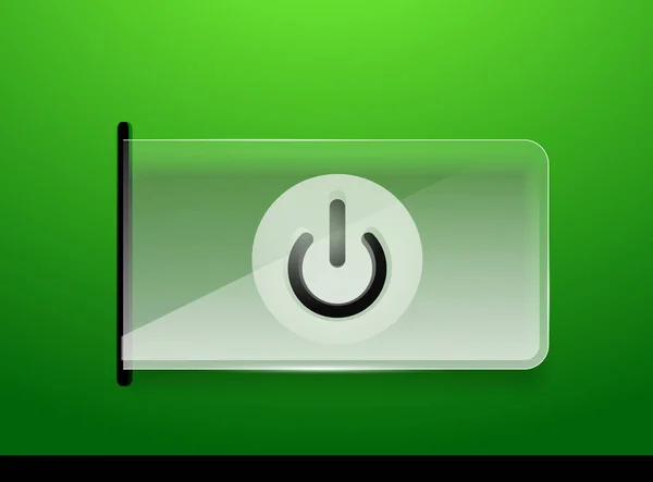 Glas transparent effekt power start-knappen, på off ikon, vektor symbol design Ui eller app — Stock vektor