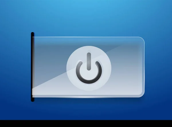 Pulsante di accensione dell'effetto trasparente in vetro, icona on off, interfaccia utente vettoriale o design del simbolo dell'app — Vettoriale Stock