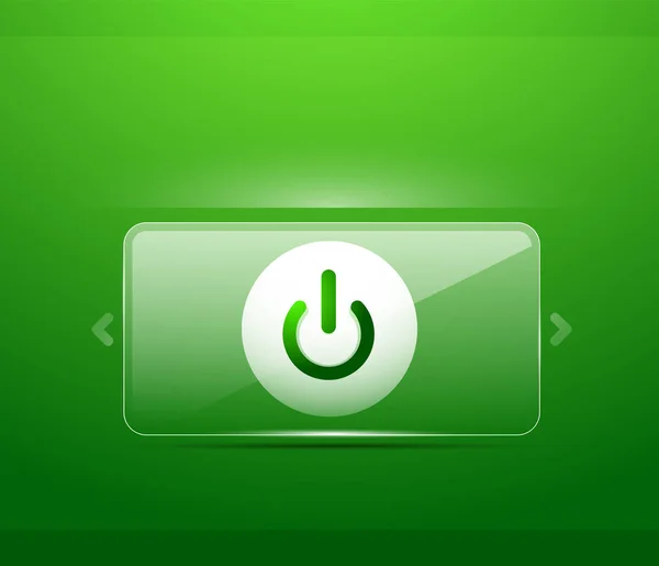 ガラス透明効果パワー スタート ボタンのアイコン、ベクトル Ui やアプリのシンボル デザイン — ストックベクタ