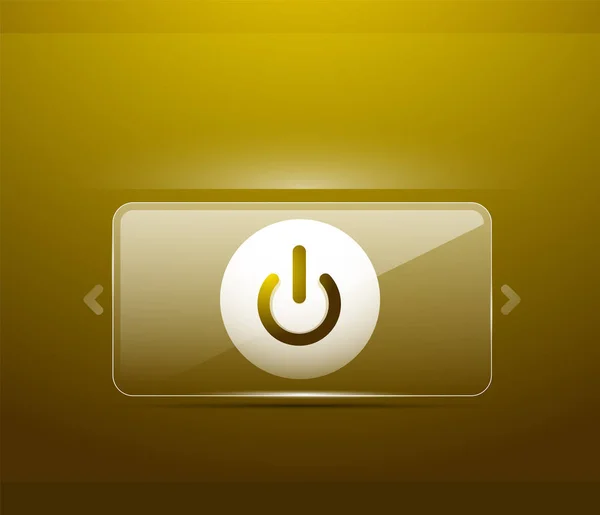 Botón de encendido de efecto transparente de vidrio, icono apagado, interfaz de usuario vectorial o diseño de símbolo de aplicación — Archivo Imágenes Vectoriales