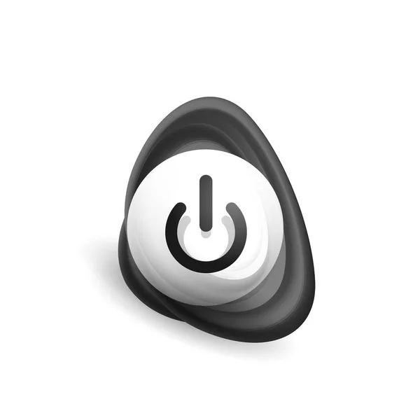 Vidro botão de início de energia de efeito transparente, no ícone off, interface de usuário vetorial ou design de símbolo de aplicativo —  Vetores de Stock