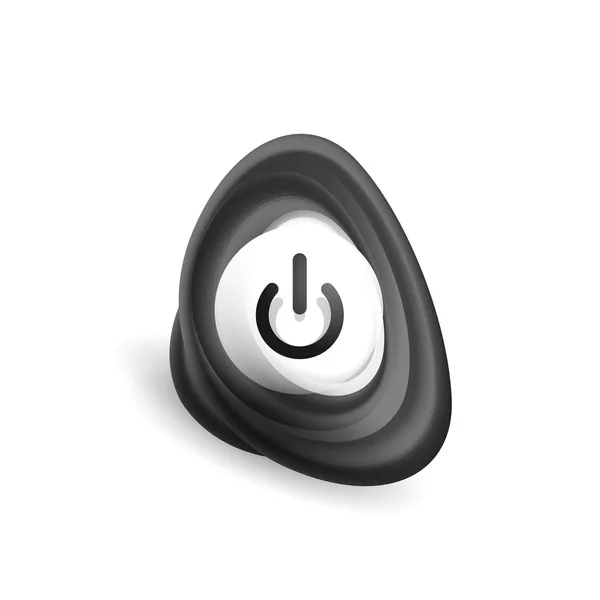 Vidro botão de início de energia de efeito transparente, no ícone off, interface de usuário vetorial ou design de símbolo de aplicativo — Vetor de Stock