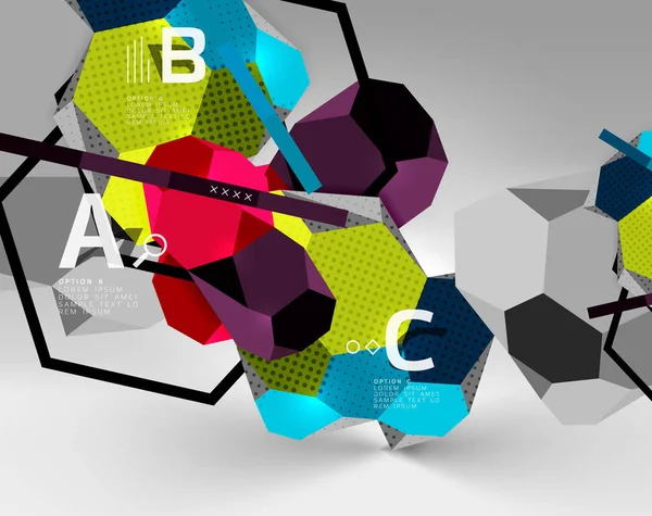 3d hexagon composição geométrica, geométrica digital abstrato fundo —  Vetores de Stock