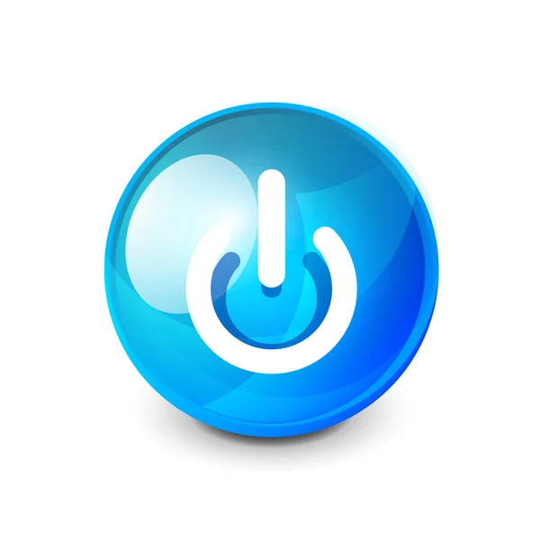 Power button blue icon, start symbol — Stock Vector