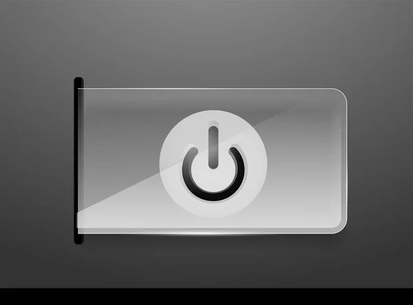 Γυάλινη διαφανής όψη δύναμης Έναρξη κουμπί, την απενεργοποίηση εικονίδιο, διάνυσμα Ui ή app σύμβολο σχεδιασμού — Διανυσματικό Αρχείο