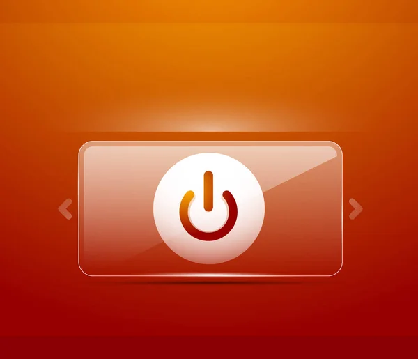 Botón de encendido de efecto transparente de vidrio, icono apagado, interfaz de usuario vectorial o diseño de símbolo de aplicación — Archivo Imágenes Vectoriales