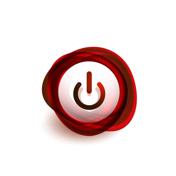 Botón de encendido de efecto transparente de vidrio, icono apagado, interfaz de usuario vectorial o diseño de símbolo de aplicación — Vector de stock