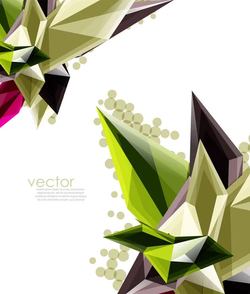 Cristales de vidrio de color sobre fondo blanco, composición abstracta geométrica con piedras preciosas de vidrio y copyspace, plantilla de fondo — Vector de stock