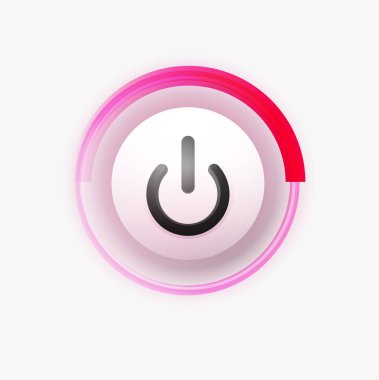 Teknoloji düğmesi, dijital sanat techno kavramı, simge güç