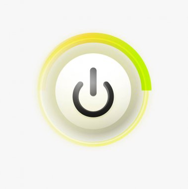 Teknoloji düğmesi, dijital sanat techno kavramı, simge güç