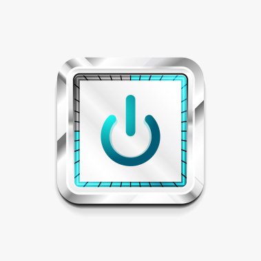 Teknoloji düğmesi, dijital sanat techno kavramı, simge güç