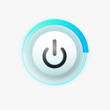 Teknoloji düğmesi, dijital sanat techno kavramı, simge güç