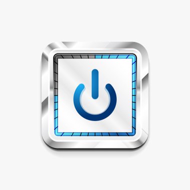 Teknoloji düğmesi, dijital sanat techno kavramı, simge güç