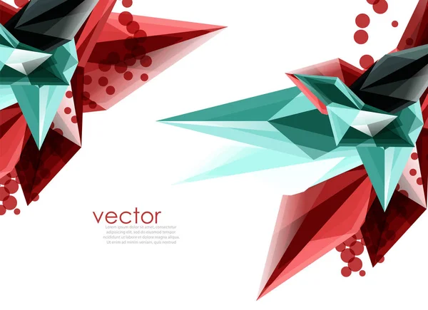 Cristales de vidrio de color sobre fondo blanco, composición abstracta geométrica con piedras preciosas de vidrio y copyspace, plantilla de fondo — Vector de stock