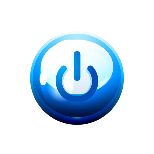 Синя піктограма кнопки живлення, символ запуску — стоковий вектор