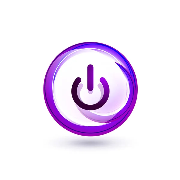 Botón de encendido de efecto transparente de vidrio, icono apagado, interfaz de usuario vectorial o diseño de símbolo de aplicación — Vector de stock