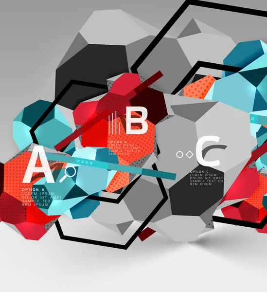3d hexagon composição geométrica, geométrica digital abstrato fundo — Vetor de Stock