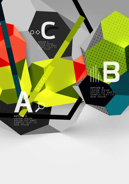 3d hexágono composición geométrica, fondo abstracto digital geométrico — Vector de stock