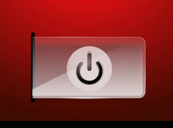 Glas transparent effekt power start-knappen, på off ikon, vektor symbol design Ui eller app — Stock vektor