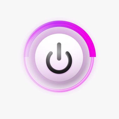 Teknoloji düğmesi, dijital sanat techno kavramı, simge güç