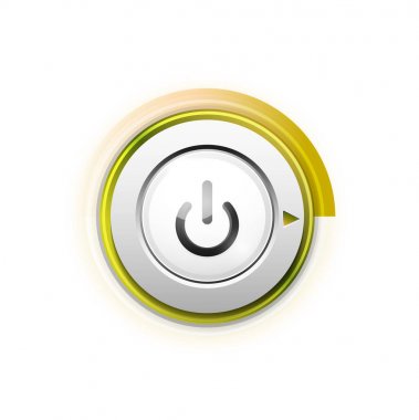 Teknoloji düğmesi, dijital sanat techno kavramı, simge güç