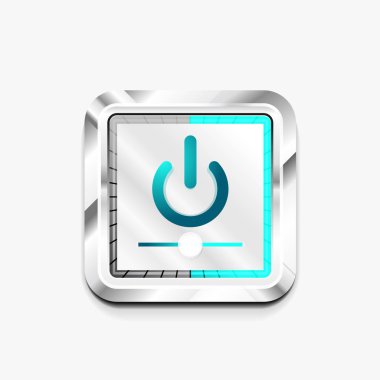 Teknoloji düğmesi, dijital sanat techno kavramı, simge güç