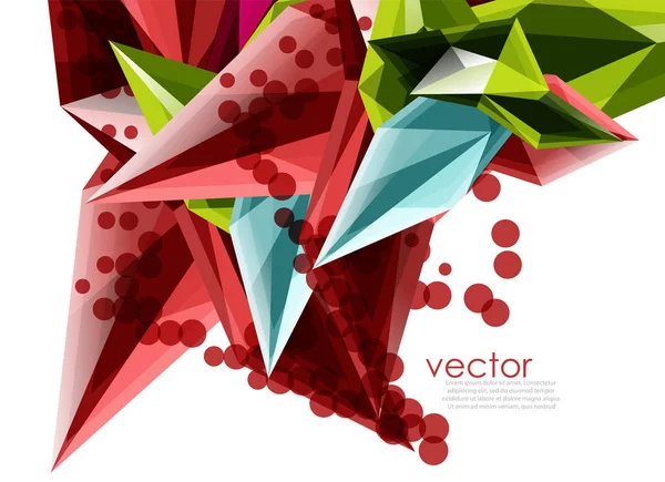 Cristales de vidrio de color sobre fondo blanco, composición abstracta geométrica con piedras preciosas de vidrio y copyspace, plantilla de fondo — Vector de stock