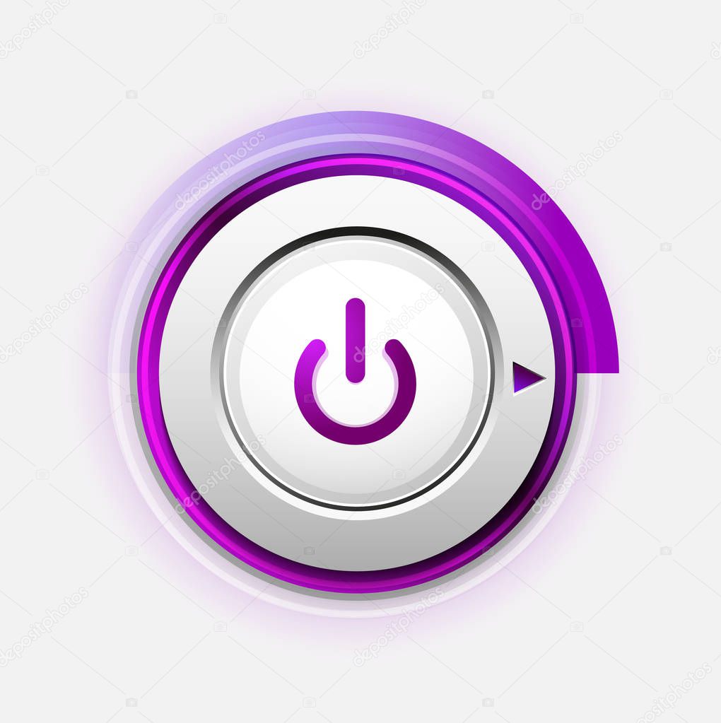 Vector power button technology logo, digital art techno concept, on off icon