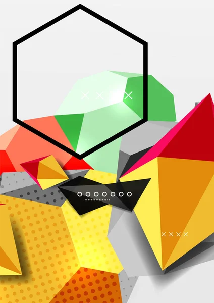 Color 3d póster de composición geométrica — Vector de stock
