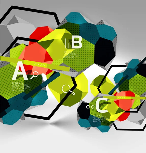 3d hexagon composição geométrica, geométrica digital abstrato fundo —  Vetores de Stock