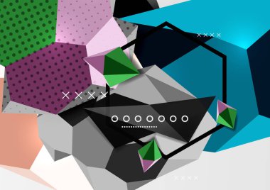 3D geometrik kompozisyon poster renk