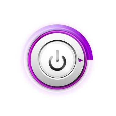 Teknoloji düğmesi, dijital sanat techno kavramı, simge güç